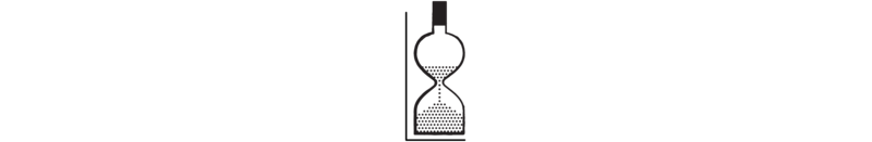 Tegning av et timeglass som ser ut som en flaske.