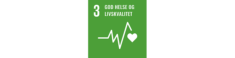 FNs bærekraftsmål 3. Tekst i bilde: God helse og livskvalitet.