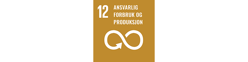 FNs bærekraftsmål 12. Tekst i bilde: Ansvarlig forbruk og produksjon.